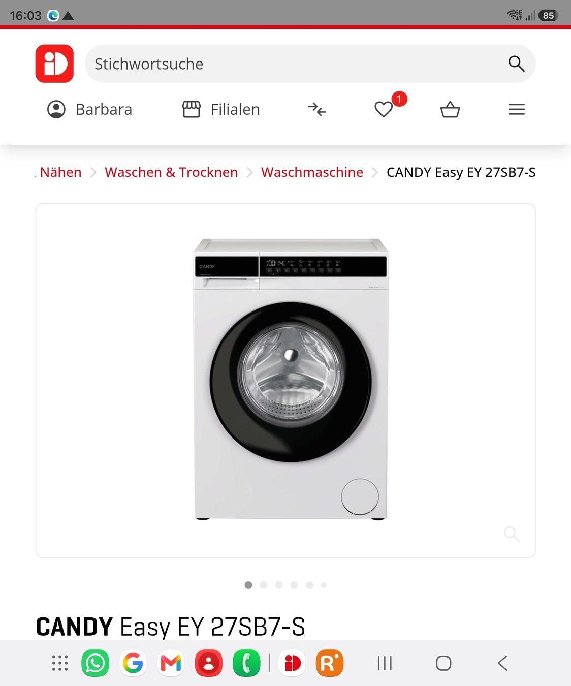 Candy Lavatrici: CANDY Waschmaschine Easy EY 27SB7-S – Nuovo e nell'imballaggio originale da Wil SG venduto da Babue69