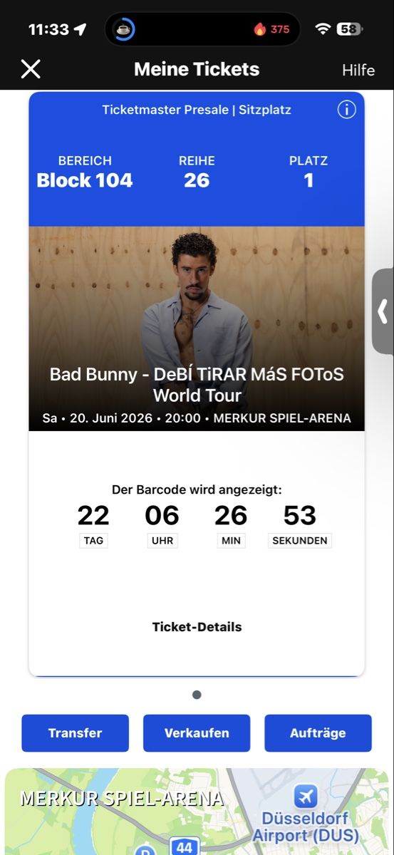 Biglietti: Bad Bunny Konzert Düsseldorf – Usato da Zürich venduto da Darelito81 1