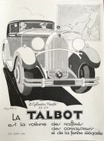 Talbot Cars Art Deco - Alte Werbung / Ancienne publicité1930