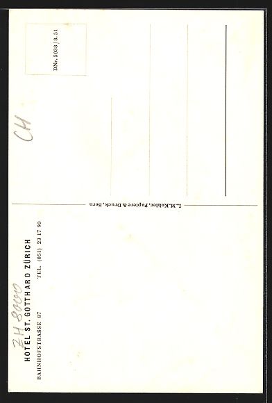Cartoline postali: Zürich, Hotel St. Gotthard, Bahnhofstra – Usato da Berlin venduto da bartko-reher 1