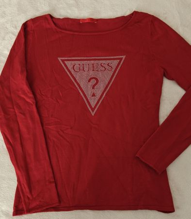 Guess Langarmshirt rot mit Logo Print Guess Grösse M Damen 