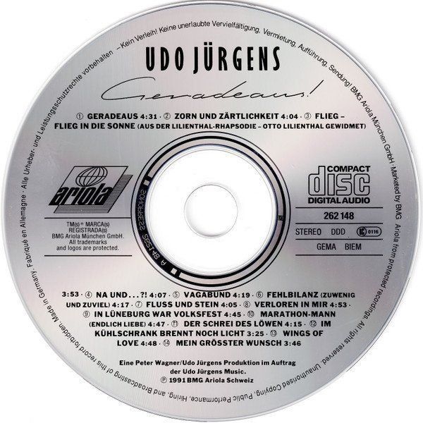 CD: Udo Jürgens - Geradeaus – Usato da Unterbch venduto da uqliv 2
