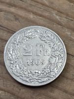2 Franken 1909  Münze Schweiz Silber 835