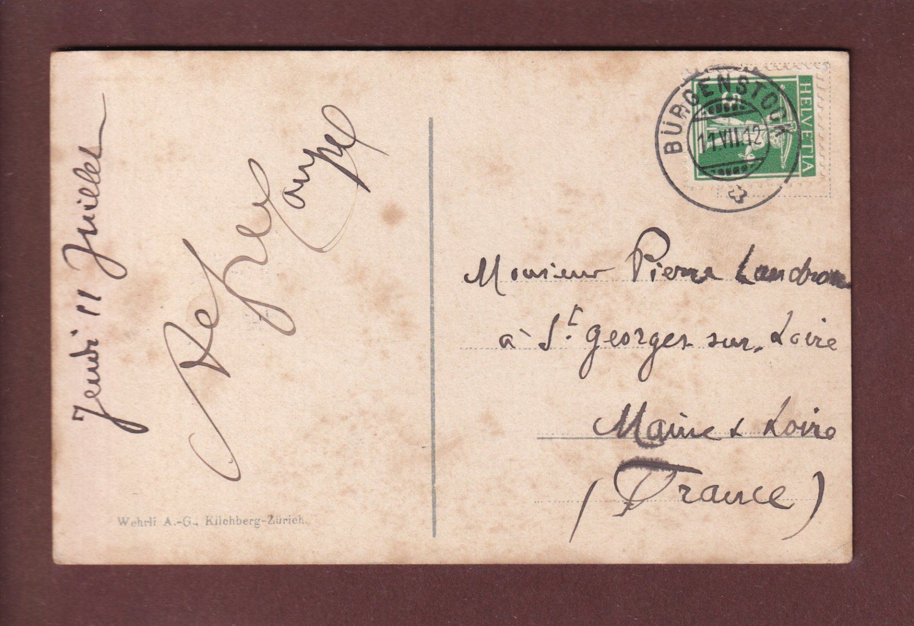 Cartoline postali: AXENSTRASSE - Bristenstock - 1912 – Usato da Pully venduto da nicecards 1