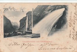 Alte Ansichtskarte Lauterbrunnen und Trümmelbach Region1900