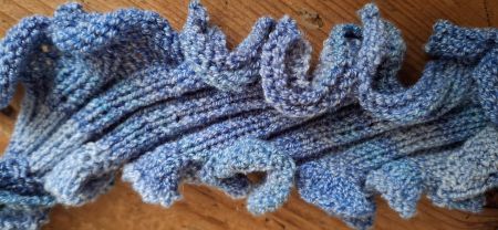 Schal "Coral blue"   handgestrickt  mit Baumwolle    NEU