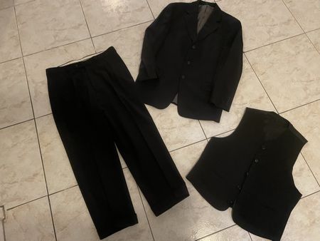 Herrenanzug 3-Teiler schwarz, Wolle, C&A, Gr.25 Top Zustand!