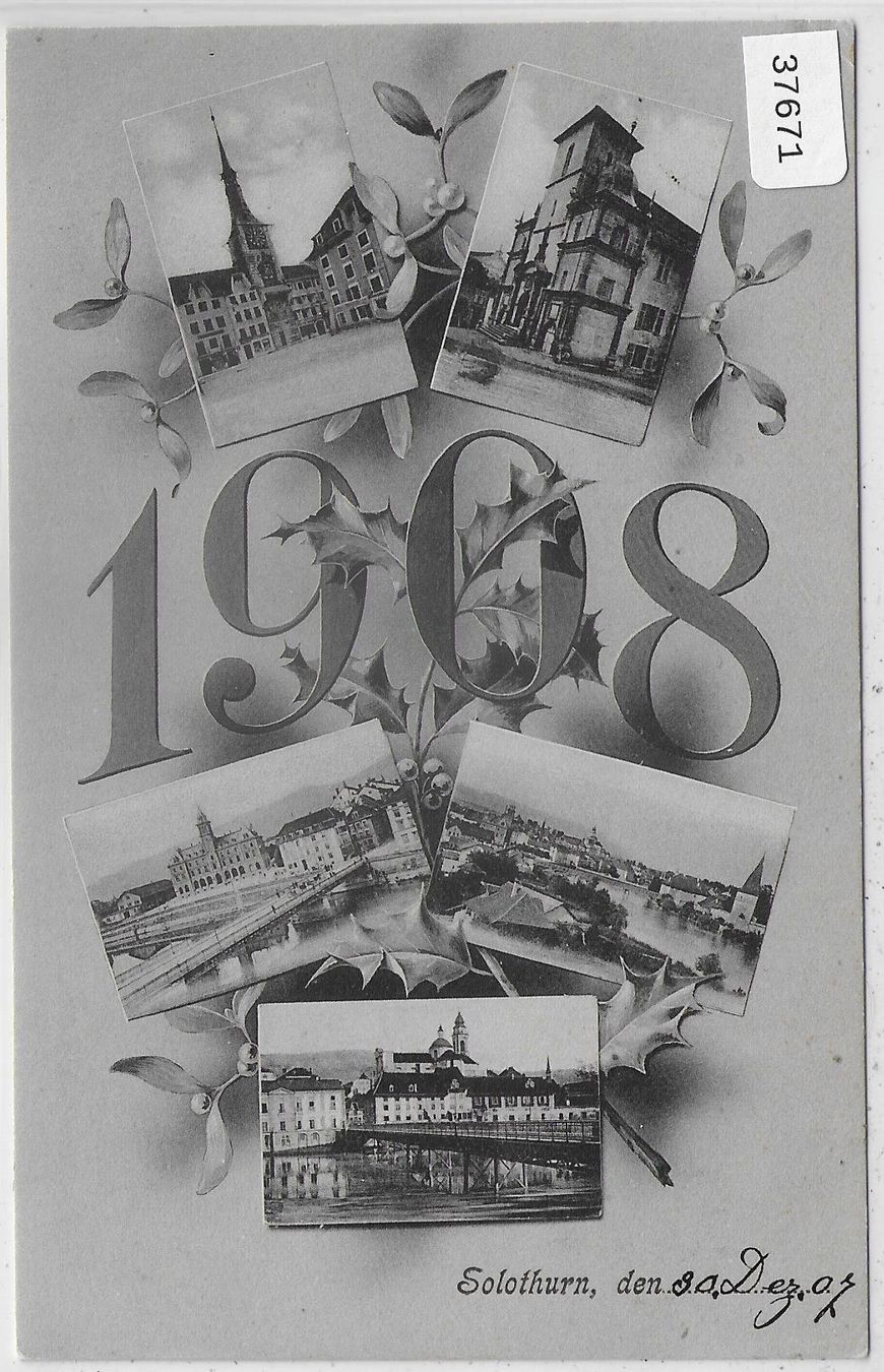 Cartoline postali: Solothurn Neujahr 1908 - Mehrfachbilder – Usato da Ettingen venduto da Kartenplanet