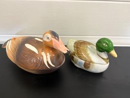 2x Keramik Enten Deko mit Deckel Porzellan Vintage Sammle...