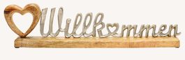 Dekoschriftzug gross aus Aluminium mit Holz/Neu/OVP