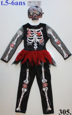 Costume squelette / Skelett t. 5 - 6 ans