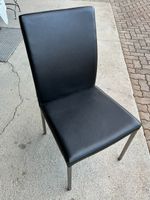 Esszimmerstuhl schwarz Echtleder/Füsse Edelstahl, gebürstet