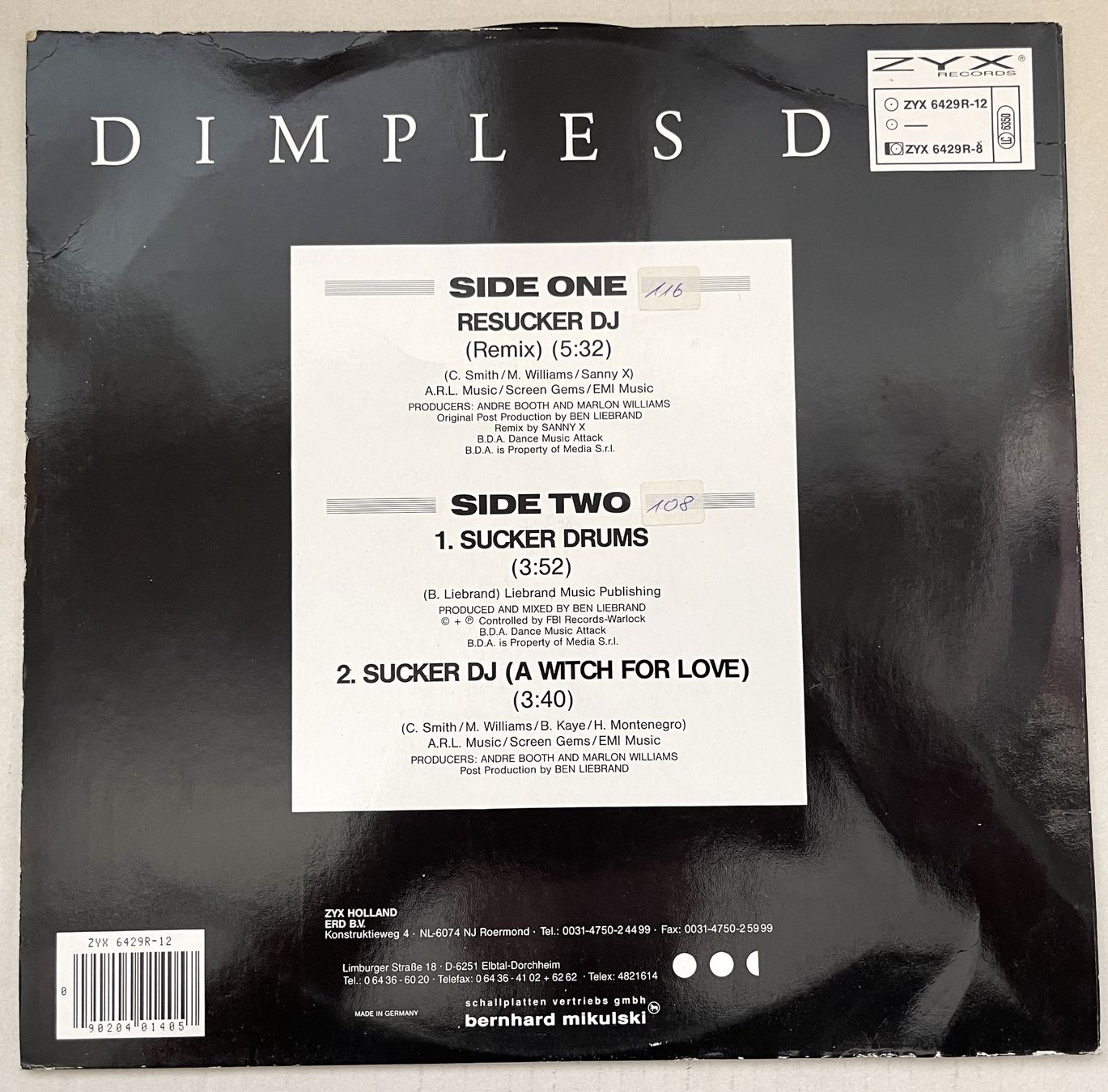 Dischi in vinile: DIMPLES D - RESUCKER DJ (1990 Vinyl) – Usato da Oftringen venduto da Vucki 1