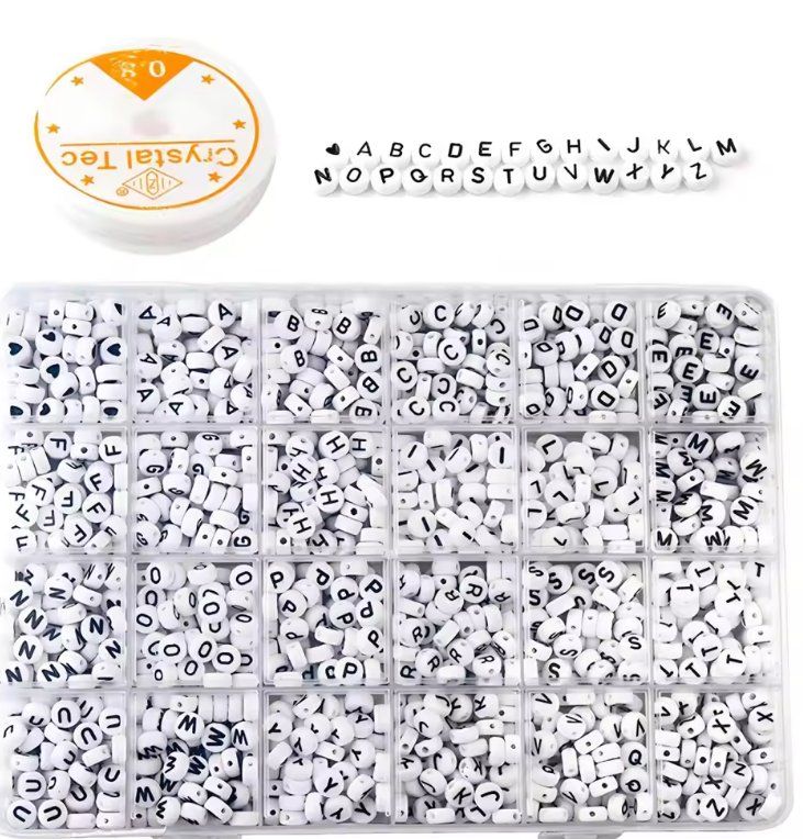 Bastelsets: 1400 Acryl Perlen Set Buchstaben – Neu und originalverpackt aus Dintikon von Vexi