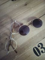 Runde Sonnenbrille Metall Rahmen Braun 