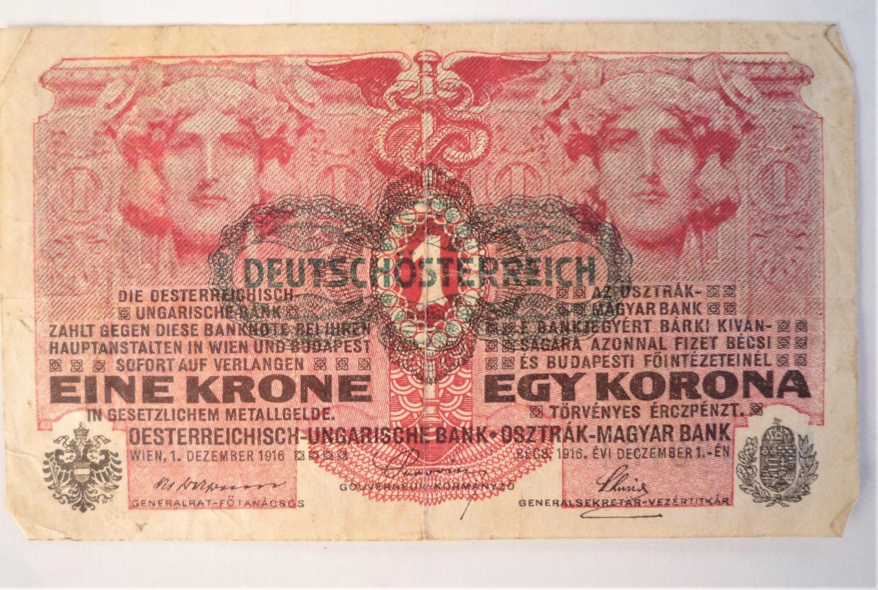 Banknoten: 1 Krone Banknote 1916 – Gebraucht aus Rafz von Sonnenblume305