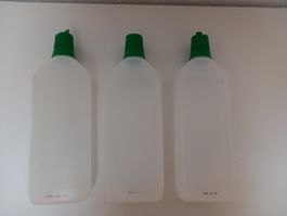 3 Leere Spritzflaschen mit gruenem Verschluss neu