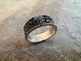 Vintage Bandring 925 Sterling Silber mit Markasiten  G: 56