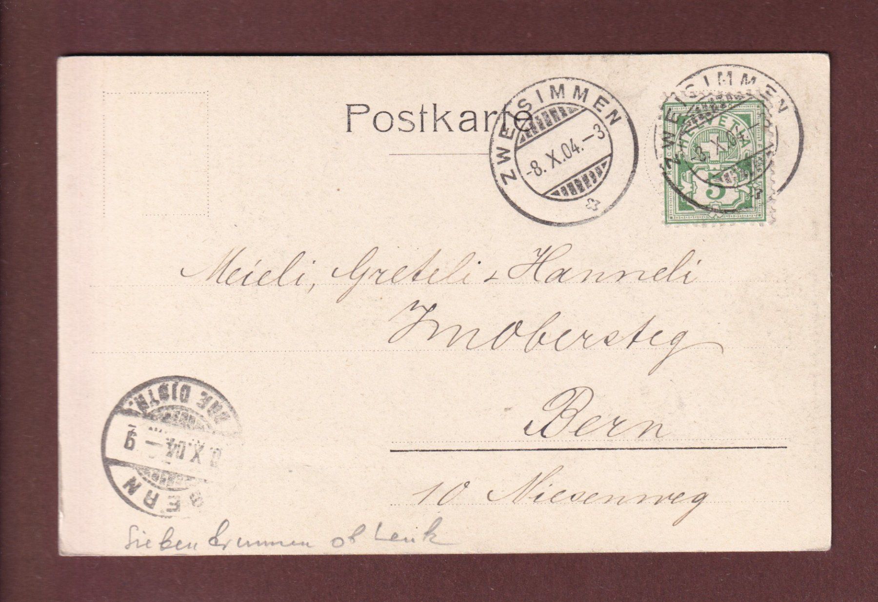Cartoline postali: SIEBENBRUNNEN - 1904 – Usato da Pully venduto da nicecards-shop 1