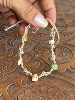 Armband mit Natursteinen und Glasperlen, verstellbar, neu