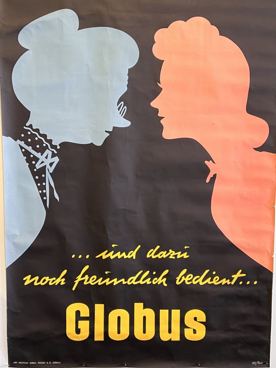 Poster & Bilder: Globus Plakat "noch freundlich bedient..." Vintage 1946 – Gebraucht aus Adliswil von buch_und_kunst 1