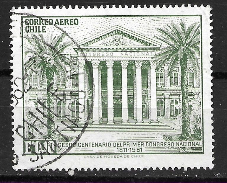 Tutti i francobolli: Chile 1961: Flugpostmarke Kongressgebäude – Usato da Zürich venduto da Rainstamps