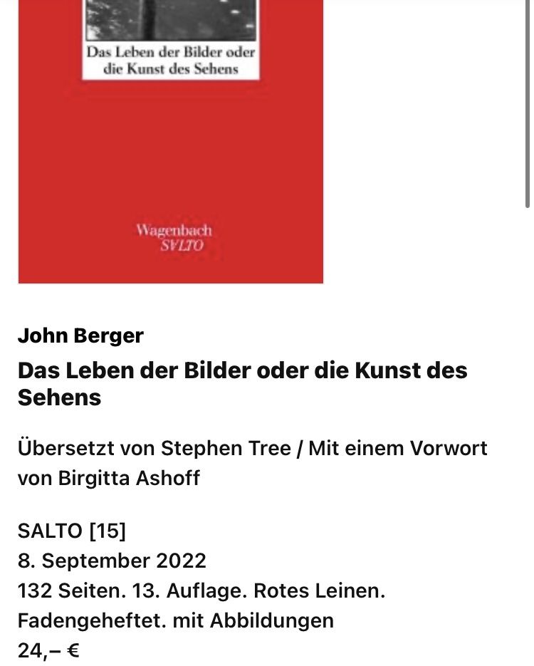Livres: John Berger: Das Leben der Bilder oder – D'occasion à Buchs AG par Allerleis 1