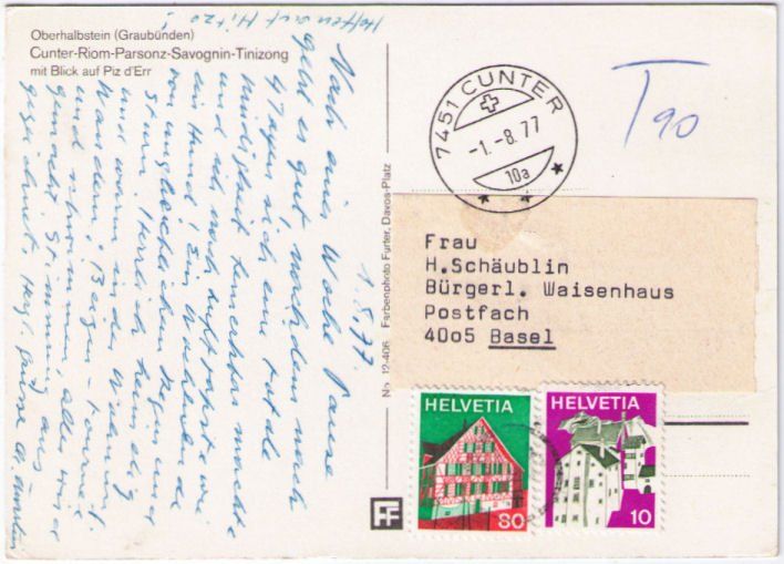 Cartoline postali: Oberhalbstein mit Savogin Tinizong Piz d'Err – Usato da Binningen venduto da Mountainrider 1