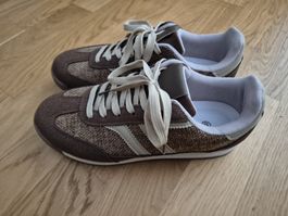 Sneaker Retro Style Braun / Beige Textil & Wildleder (40)