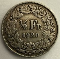 1/2 Franken Münze 1920 B Silber 