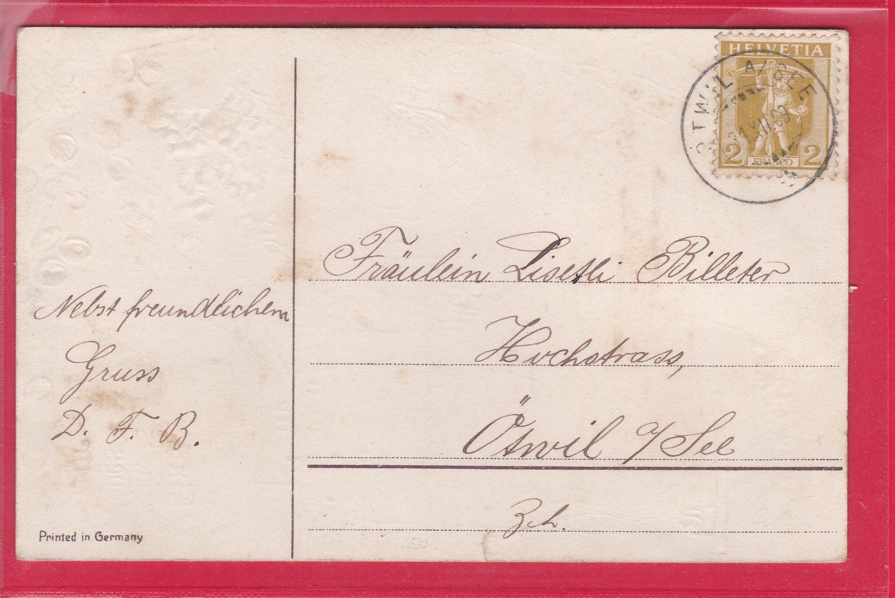 Cartoline postali: NEUJAHRS - ENGELKARTE, 31.12.1909 – Usato da Oberrieden venduto da Gebirgsstelze 1