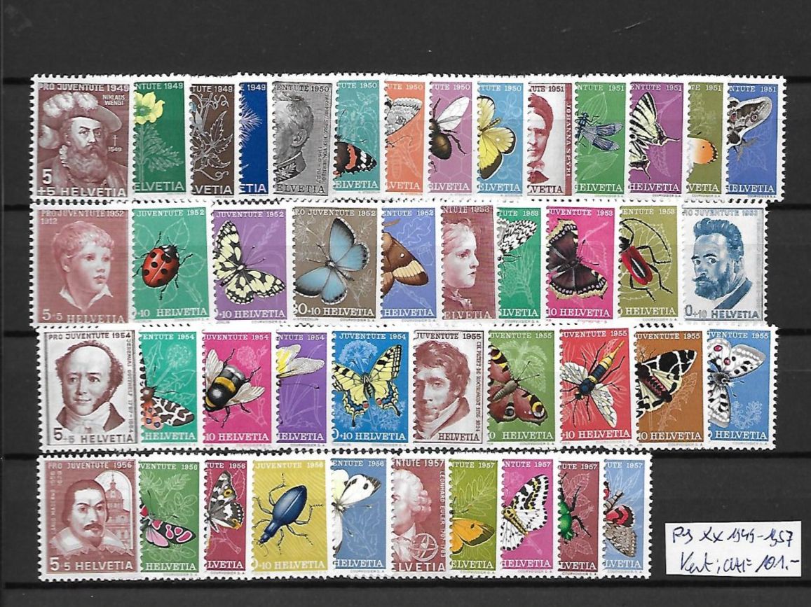 Tutti i francobolli: PJ 1949 - 1957 ** Kat: CHF 101.- – Nuovo (secondo la descrizione) da Basel venduto da Ilp