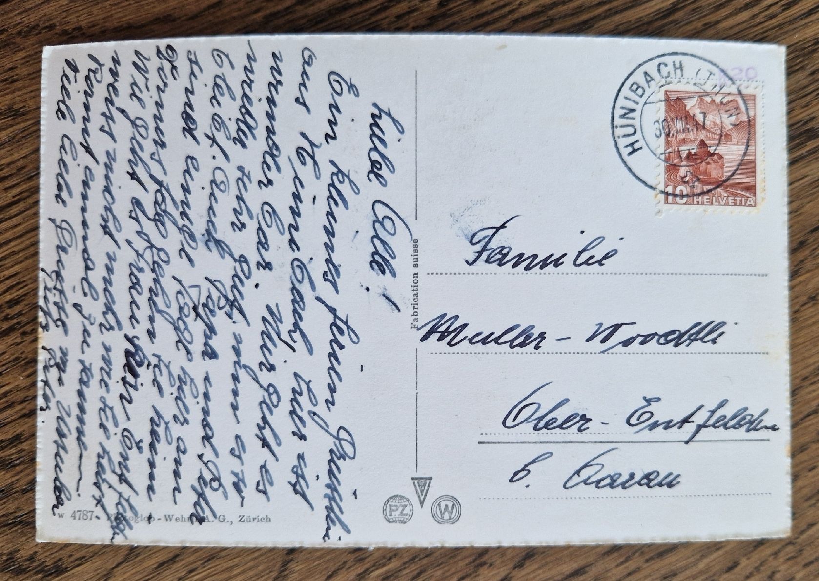 Cartoline postali: Reliefkarte Thunersee 1947 – Usato da Ebikon venduto da Donar50 1
