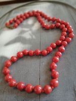 Vintage Handgeknüpfte Kette USA 60cm, feine Steinperlen 50er