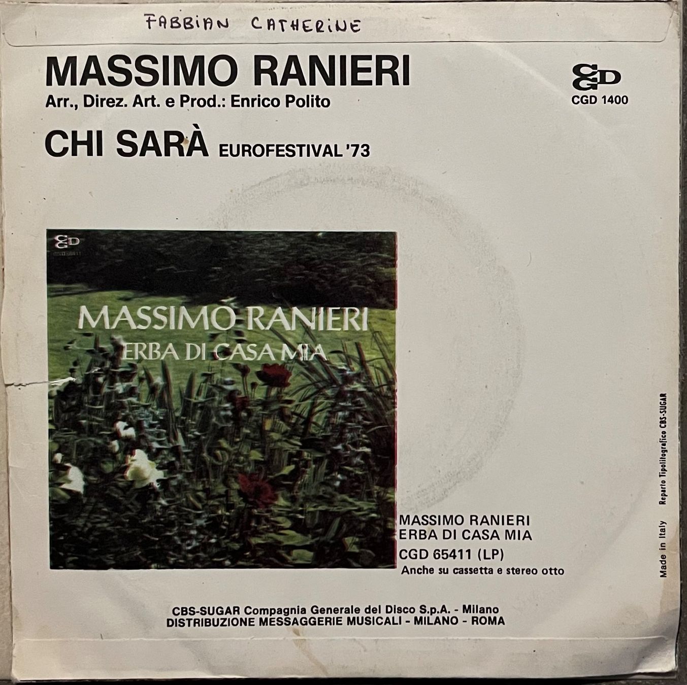 Vinyles: MASSIMO RANIERI - CHI SARÀ – D'occasion à Bussigny par vinyl-pas-cher 1