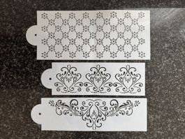 3er Set Schablonen Ornament Barock Vintage DIY Torten