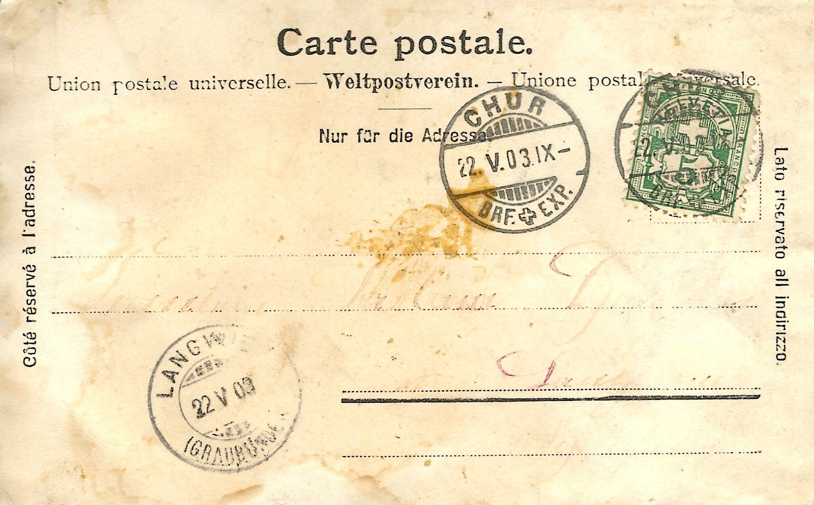 Cartoline postali: Chur - Quellenhaus Passugg - 1903 – Difettoso da Flums venduto da Guscha1 1