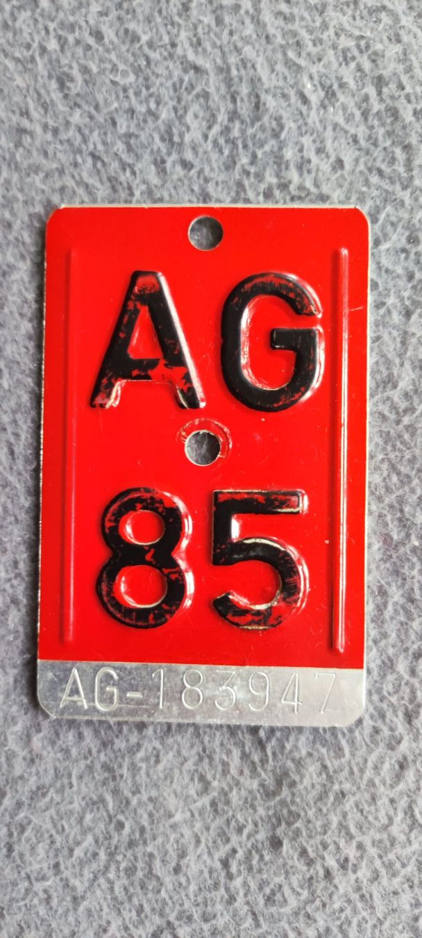 Insegne: Velonummer AG 85 – Usato da Diessenhofen venduto da Oatman66