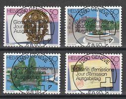 1990 Einzelwerte aus NABA-GENF-Block mit ET - Vollstempel