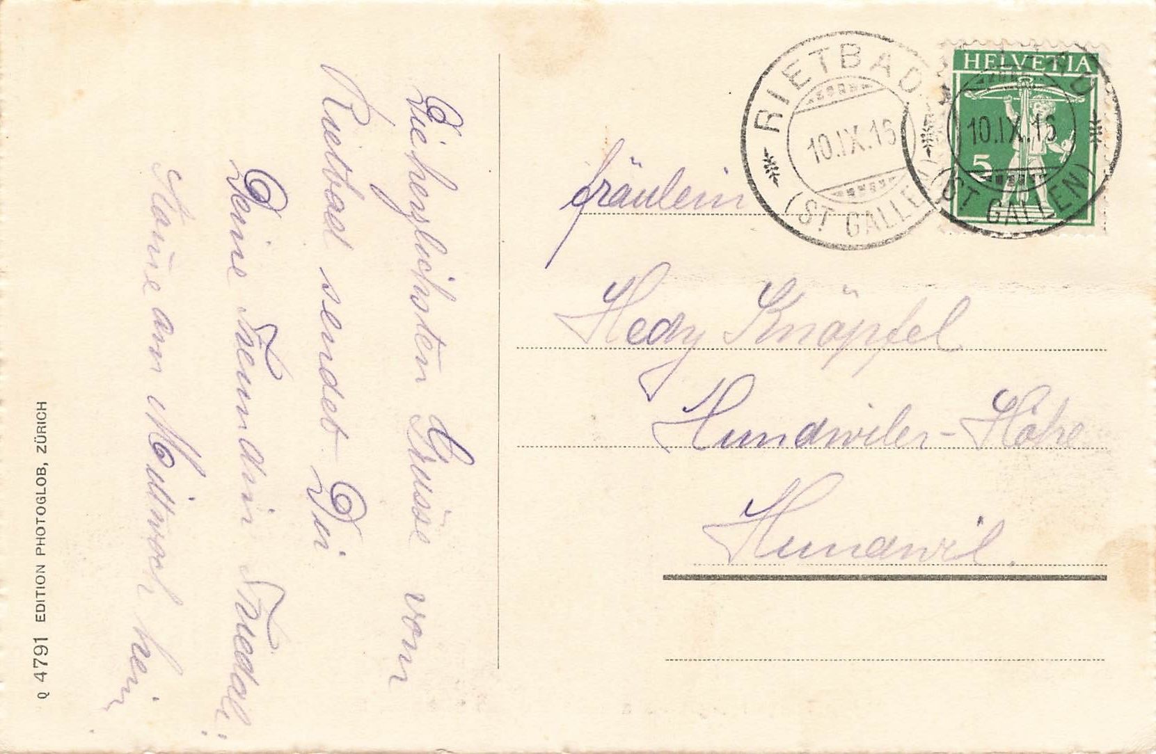 Cartoline postali: Toggenburg Kuranstait rietbad – Usato da Biasca venduto da Blenio71 1
