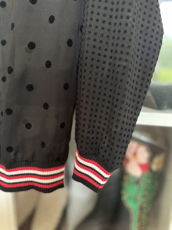 Sandro Chiffon top with velvet polka dots, size 1 9