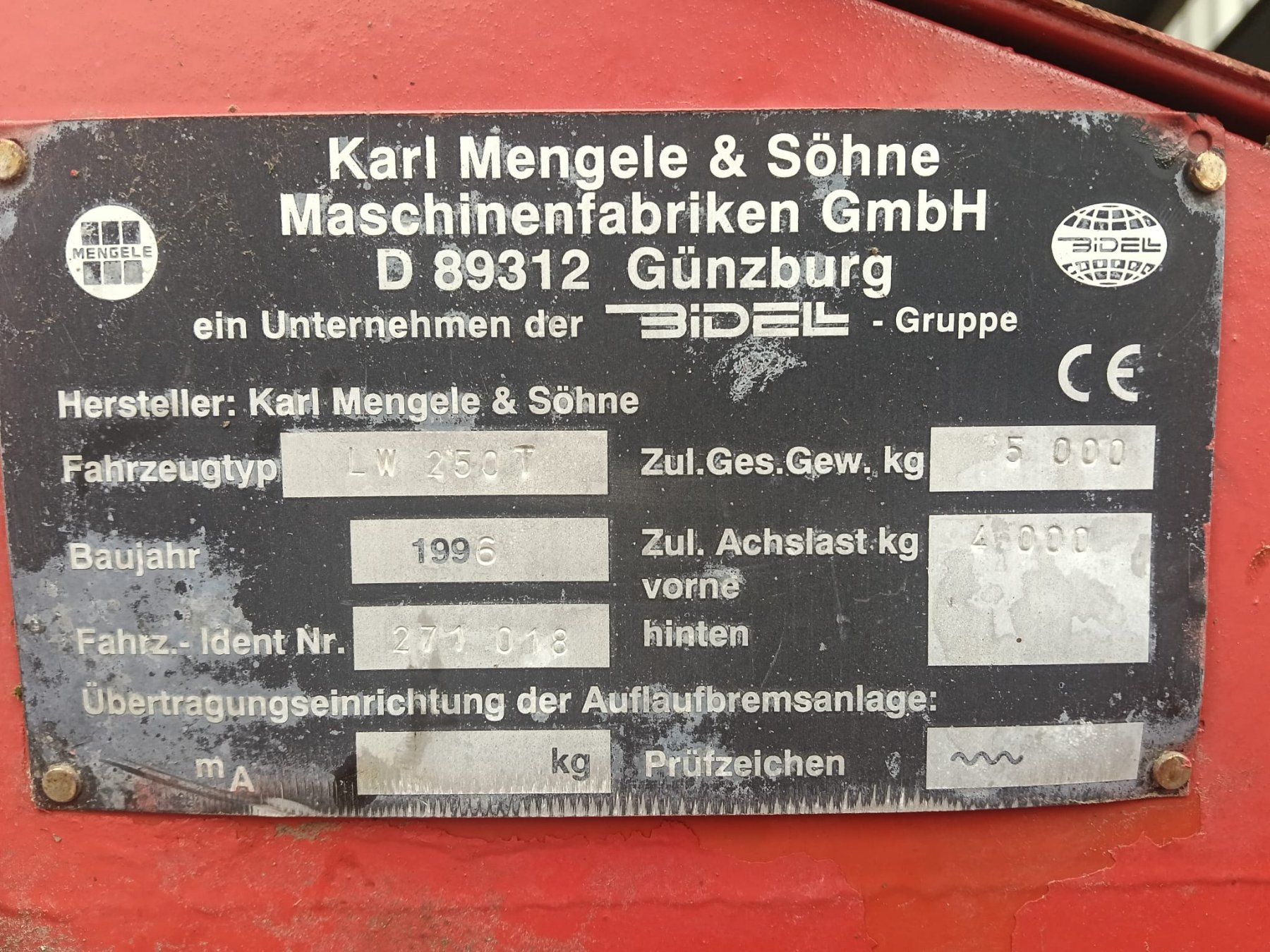 Mengele Rimorchi: Mengele LW 250T – Usato da Rheineck venduto da volvo029 9