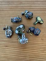 7 Miniatur Fläschchen und Dosen Cloisonné alt