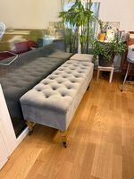 Banc coffre à roulettes velours gris, Maisons du Monde