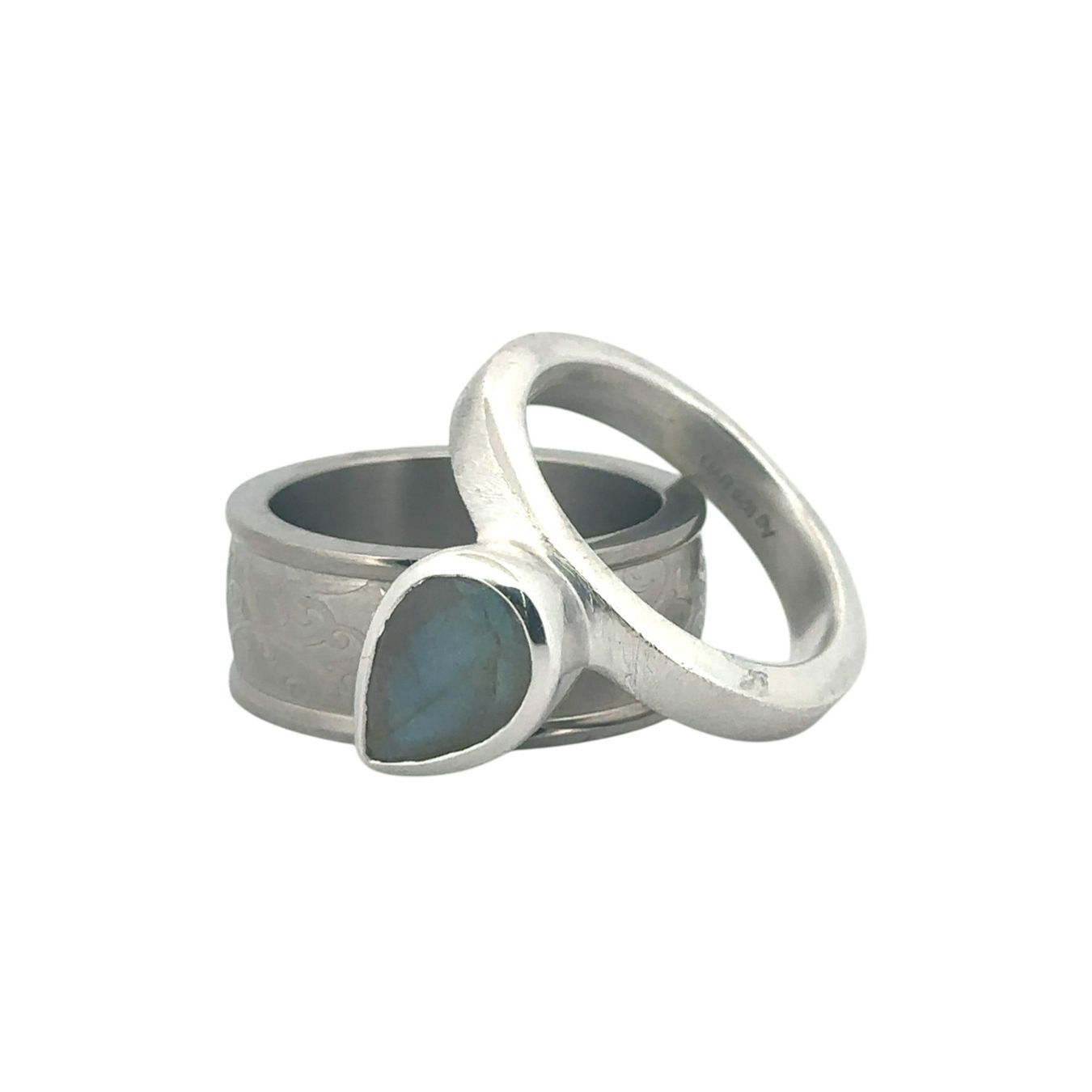 Olga Ribler Anelli: Unikate Silber Ring 925 SET mit Edelstahl Ring Gr 60 – Nuovo (secondo la descrizione) da Luzern venduto da Schmuckoutlet 4