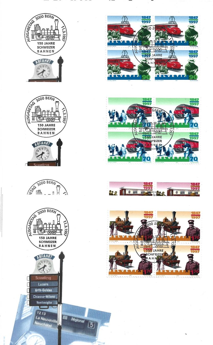 Tous les timbres: 1997  FDC 4er Schweizerbahnen  aus ABO – D'occasion à Rheinau par loxis