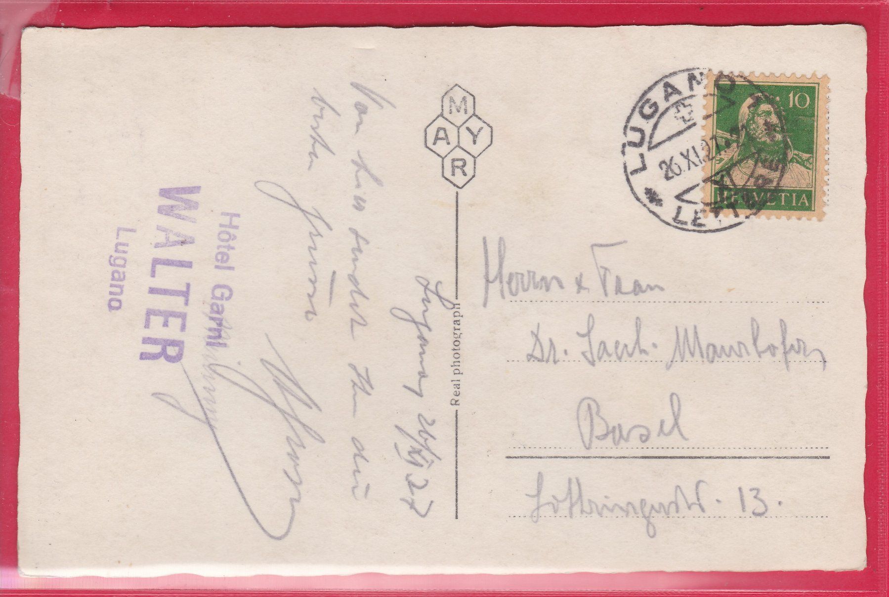 Cartoline postali: LUGANO DI NOTTE, PANORAMA, 26.11.1927 – Usato da Oberrieden venduto da Gebirgsstelze 1