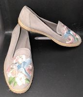 Damen Espadrilles Grau mit Stickerei - Größe 39 