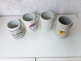 4 verschiedene Bierkrüge 1 mit Beschriftung 1965