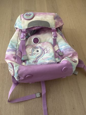 Schulrucksack Beckmann mit Regenschutz lila bunt